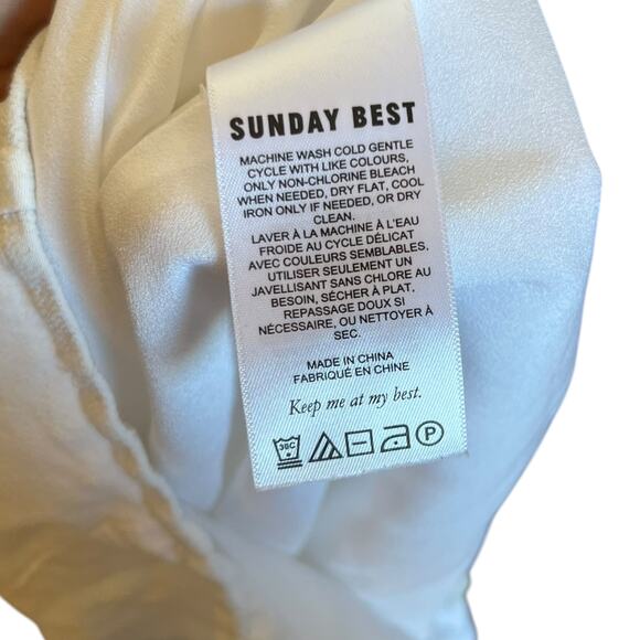 Aritzia Sunday Best Tatiana Mini Skirt Crepe White Leg Slit Pencil Preppy Size 2 - Picture 9 of 9